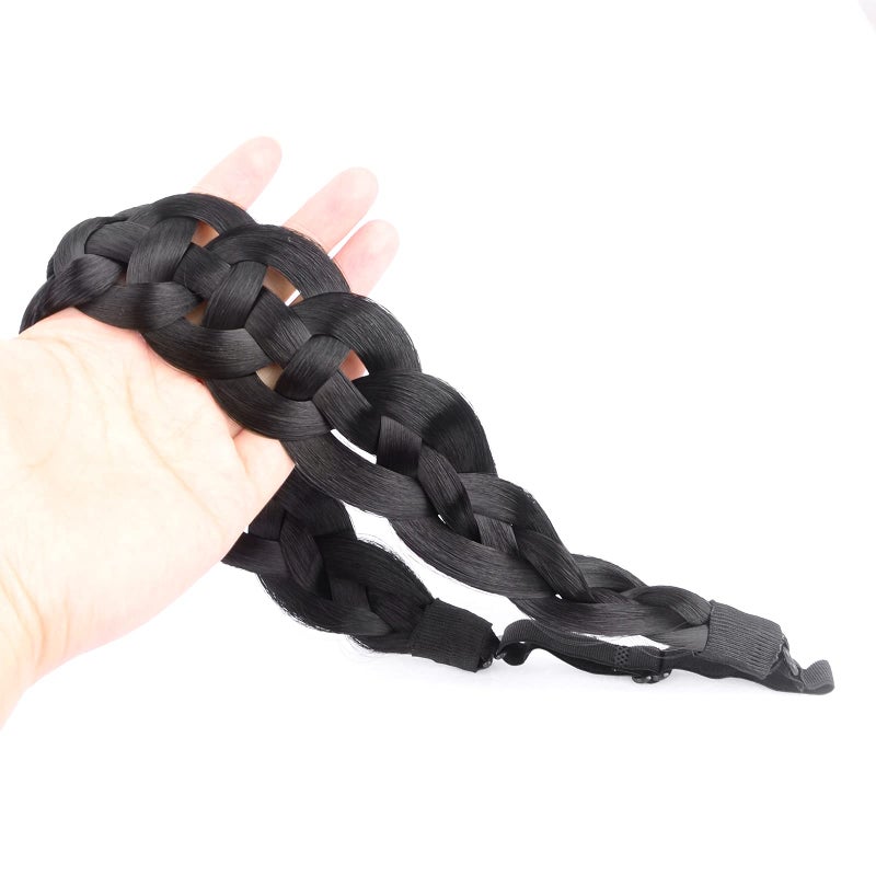 DIGUAN Hollow out Synthetic Hair Braided Headband Hairpiece Women Girl Beauty accessory for Women (Natural Black) - Image 3